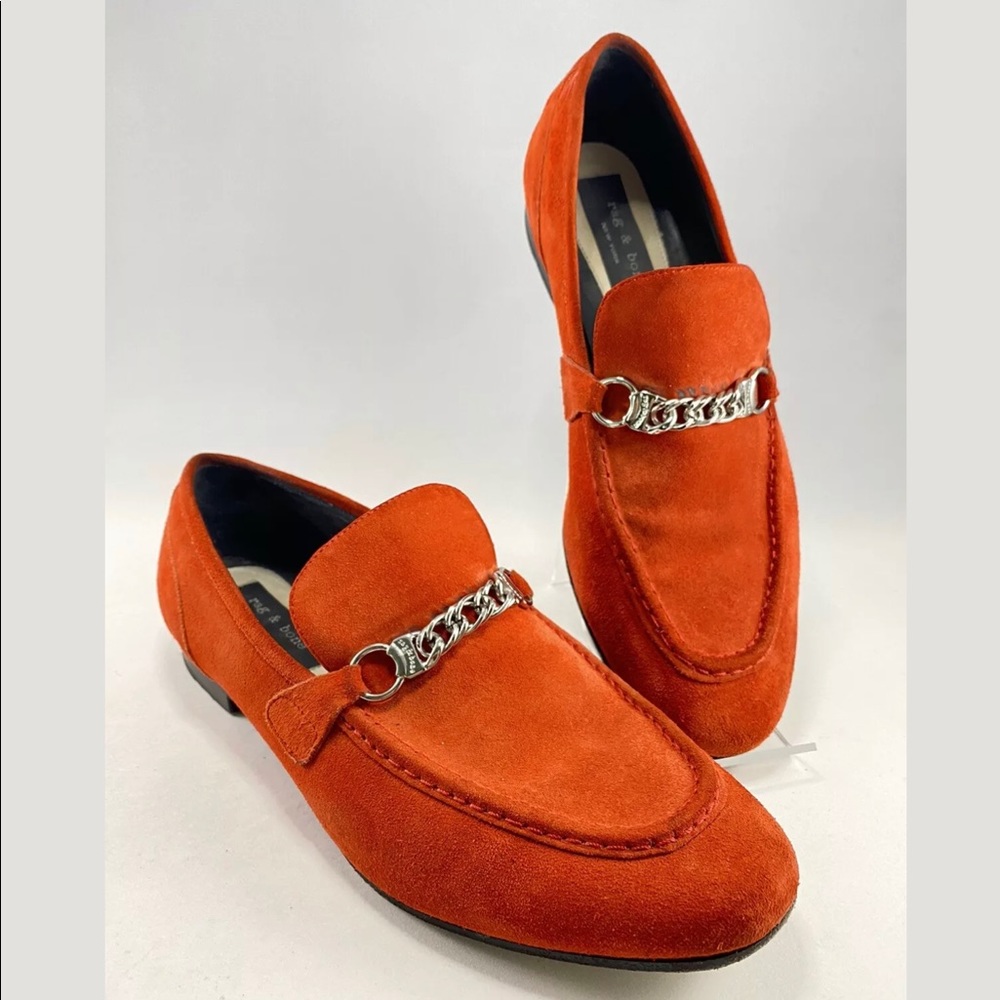Rag & Bone Cooper Red Suede Loafers Slip-On.